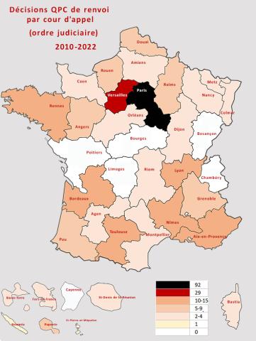 QPC par cours d'appel 2010-2022
