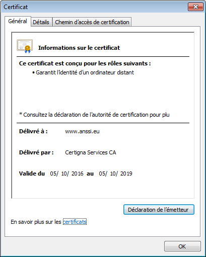 Vérification du certificat étape 3